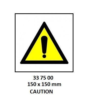 337500-SIGN WHITE VINYL SELF ADHESIVE, 7500 150X150MM HAZARD EXCLAMAT