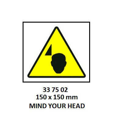 337502-SIGN WHITE VINYL SELF ADHESIVE, #7502 150X150MM WARNING HEAD