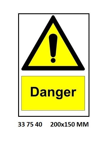 337540-SIGN WHITE VINYL SELF ADHESIVE, HAZARD DANGER #7540 200X150MM