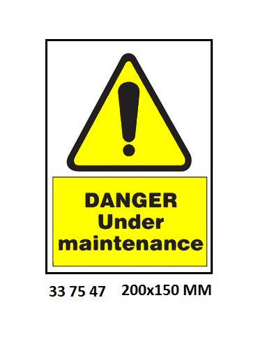 337547-SIGN WHITE VINYL SELF ADHESIVE, 7547 200X150MM DANGER UNDER MA