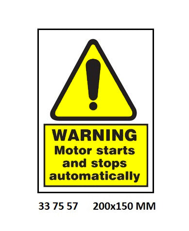 337557-SIGN WHITE VINYL SELF ADHESIVE, 7557 200X150MM WARNING MOTOR