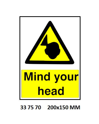 337570-SIGN WHITE VINYL SELF ADHESIVE, #7570 200X150MM WARNING MIND
