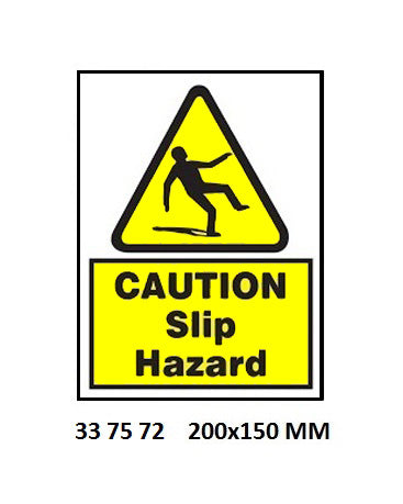 337572-SIGN WHITE VINYL SELF ADHESIVE, HAZARD CAUTION #7572 200X150MM