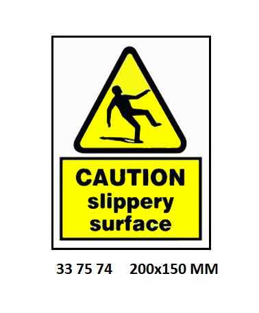 337574-SIGN WHITE VINYL SELF ADHESIVE, HAZARD CAUTION #7574 200X150MM