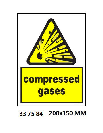 337584-SIGN WHITE VINYL SELF ADHESIVE, 7584 200X150MM DANGER COMPRESS