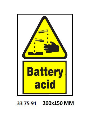 337591-SIGN WHITE VINYL SELF ADHESIVE, #7591 200X150MM DANGER BATTERY