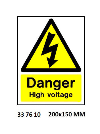 337610-SIGN WHITE VINYL SELF ADHESIVE, #7610 200X150MM DANGER HI VOLT