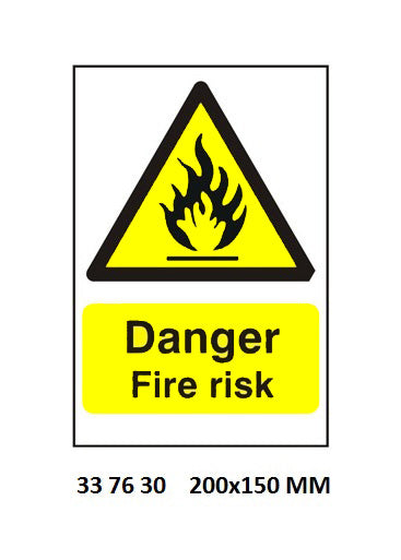 337630-SIGN WHITE VINYL SELF ADHESIVE, 7630 200X150MM DANGER FIRERISK