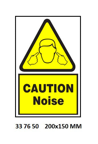 337650-SIGN WHITE VINYL SELF ADHESIVE, #7650 200X150MM CAUTION NOISE