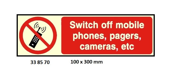 338570-SIGN WHITE VINYL SPECIAL, PROHIBITION #8570 100X300MM