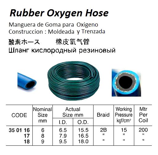 350116-HOSE OX RUBBER 15KG 6MMX2B