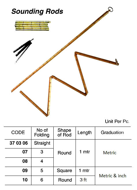 370308-SOUNDING ROD BRASS 4-FOLDED, ROUND METRIC 1MTR