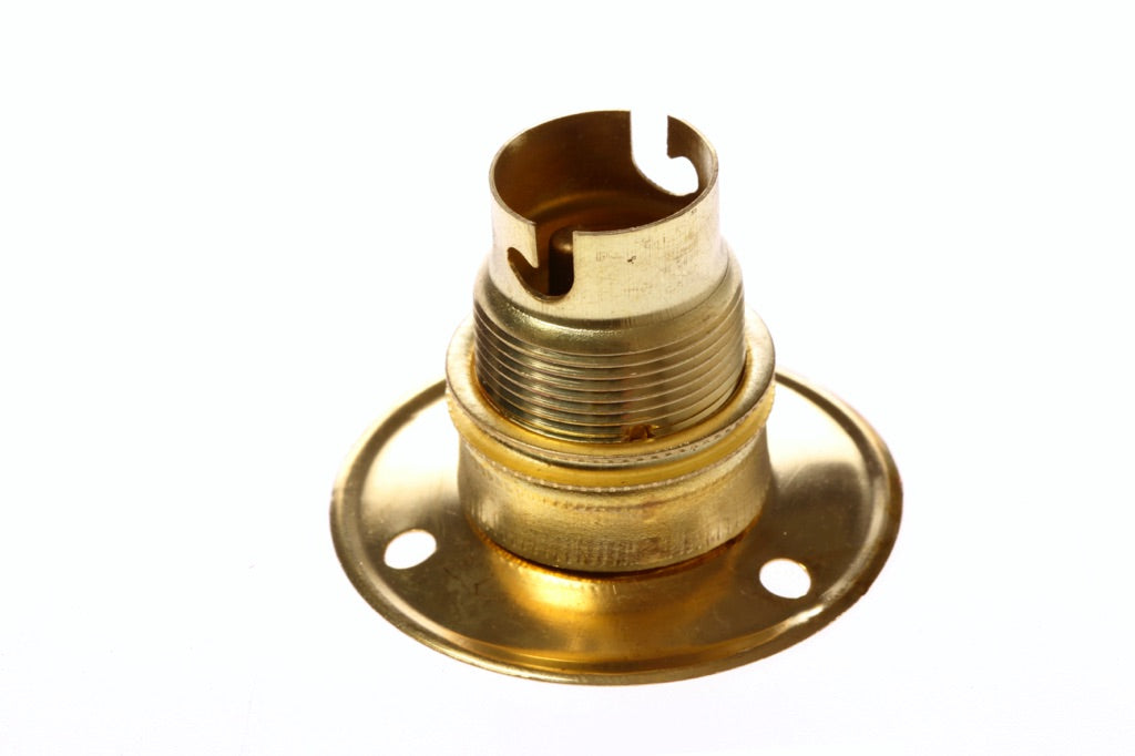 793522-LAMP HOLDER EUROPEAN BRASS, BA-15D WITH BACK PLATE