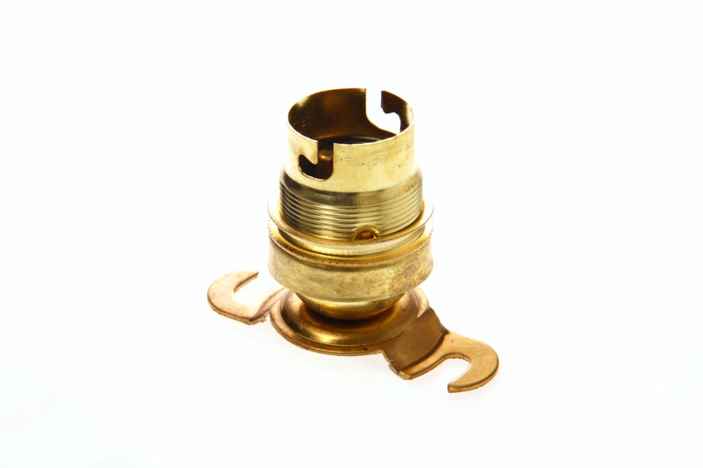 793525-LAMP HOLDER EUROPEAN BRASS, B-22 WITH 2-MOUNTING LUG