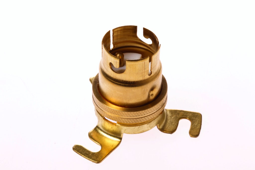 793528-LAMP HOLDER EUROPEAN BRASS, B-22 WITH 3-MOUNTING LUG