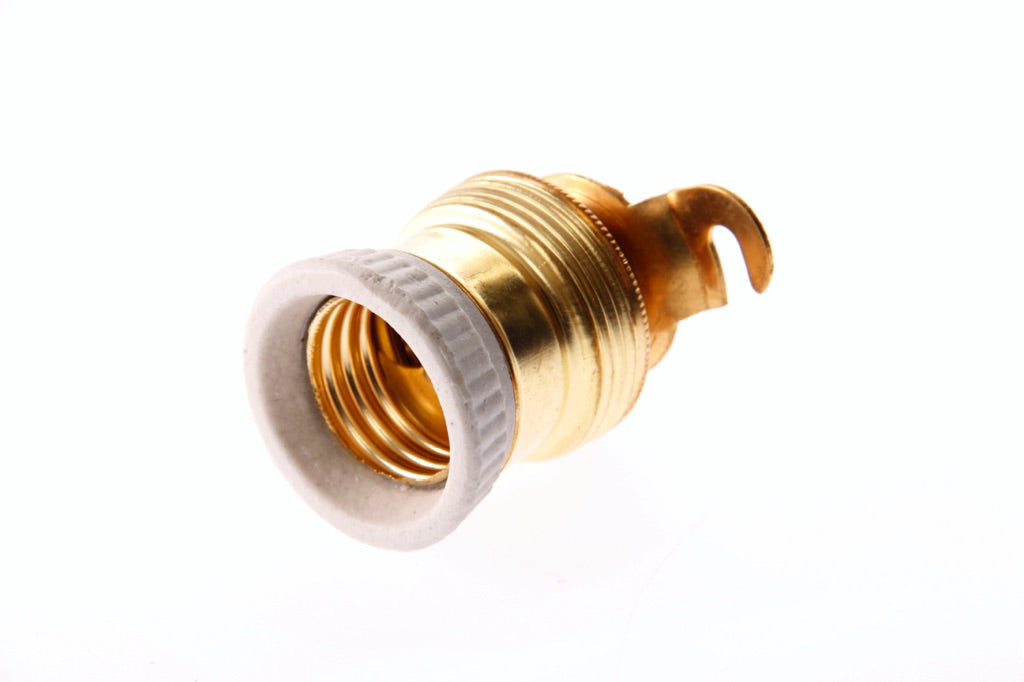 793527-LAMP HOLDER EUROPEAN BRASS, E-27 WITH 2-MOUNTING LUG