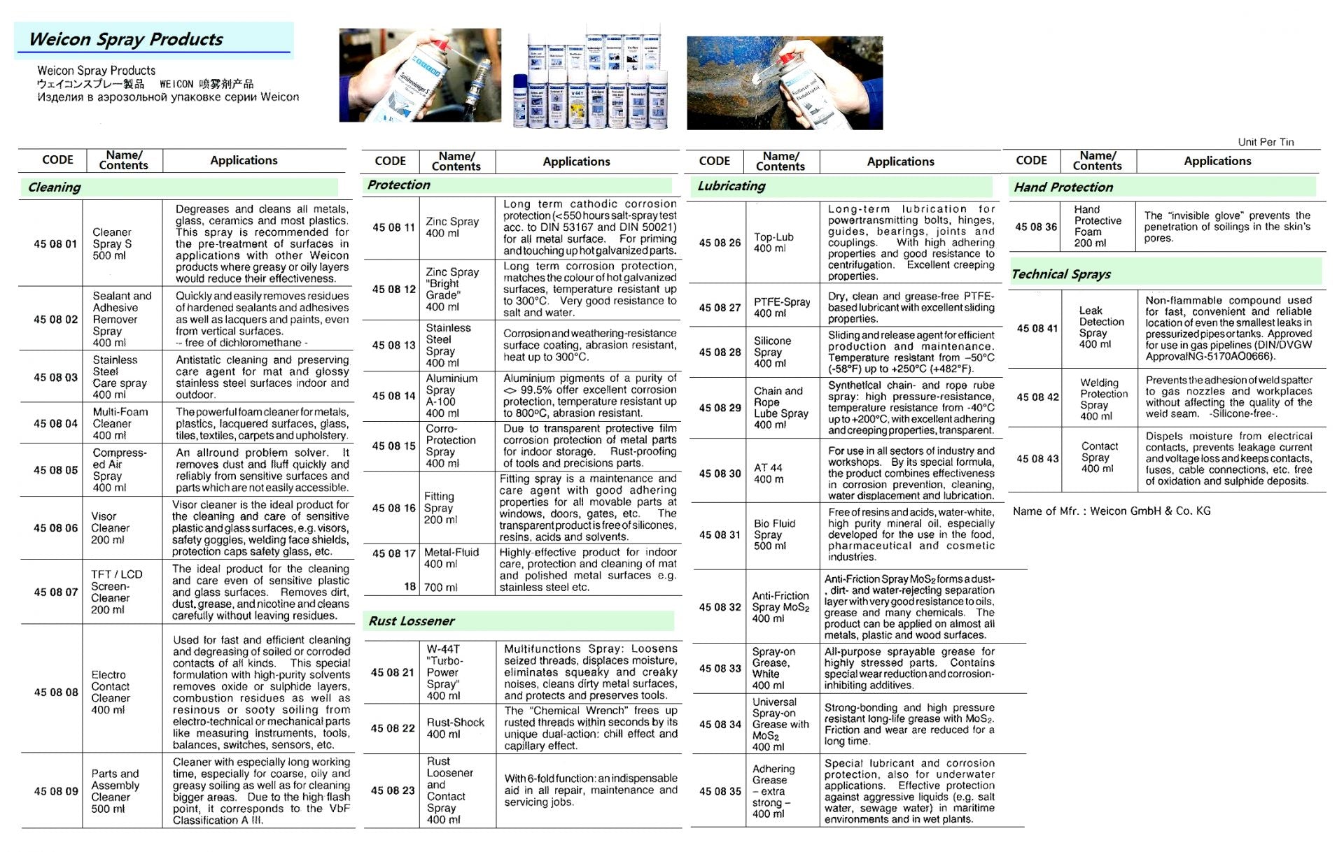 450827-LUBRICATING SPRAY WEICON, TEFLON-SPRAY 400ML