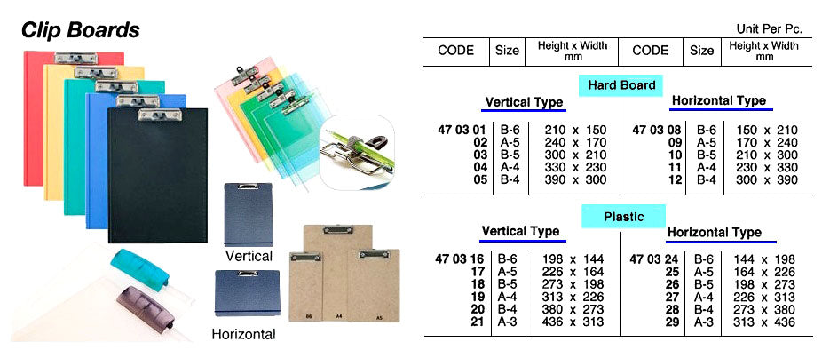 470304-CLIP BOARD HARD BOARD, VERTICAL A-4