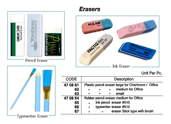 470861-PENCIL ERASER PLASTIC LARGE, FOR CHARTROOM/OFFICE