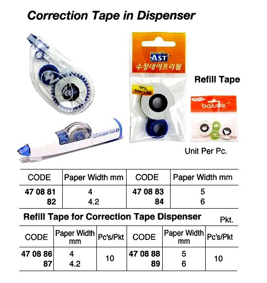 470882-TAPE CORRECTION IN DISPENSER, TAPE WIDTH 4.2MM