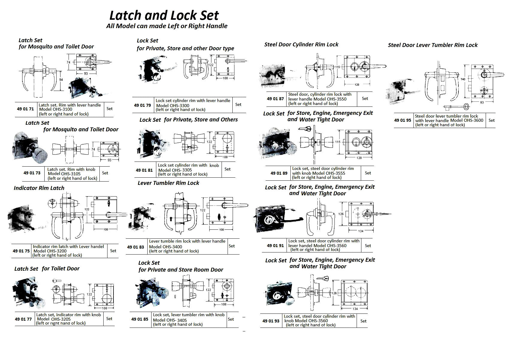 490183-LEVER TUMBLER RIM LOCK, WITH LEVER HANDLE OHS#3400