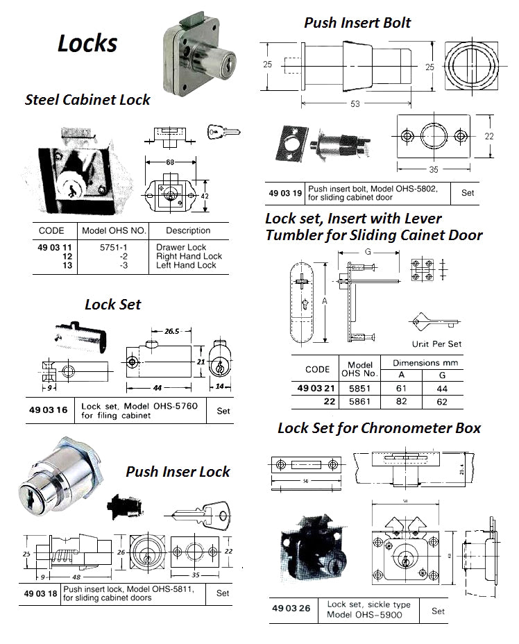 490318-PUSH INSERT LOCK OHS#5811, FOR SLIDING CABINET DOOR