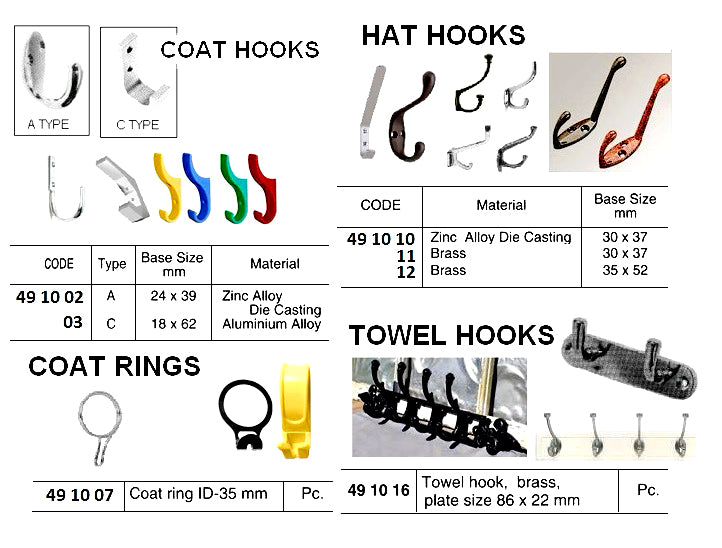 491010-HAT HOOK ZINC ALLOY DIE CAST, BASE SIZE 30X37MM