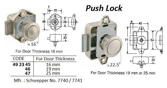 492345-LOCK PUSH 16MM SCHWEPPER 7740