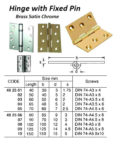 492506-HINGE BRASS 65 X 80MM, SCHWEPPER 145