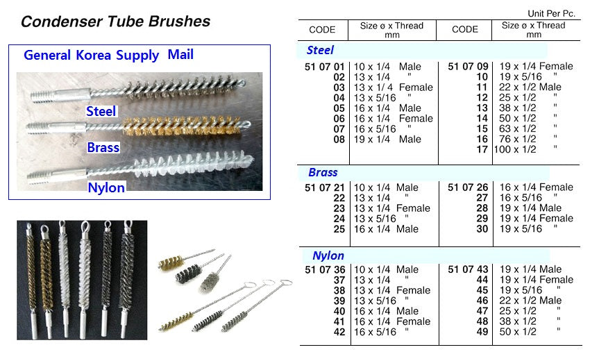 510701-BRUSH TUBE STEEL CONDENSER, 10MM X 1/4? MALE THREAD