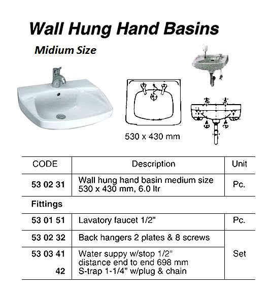 530232-WASHBASIN HOLDER HANGERS WITH PLUG BOLTS M8 X 80 MM
