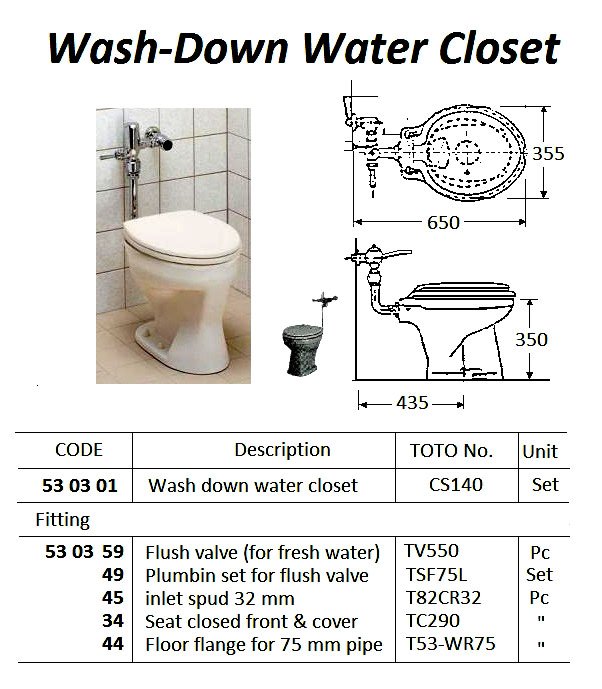 530301-WATER CLOSET WASH-DOWN, MODEL CS140