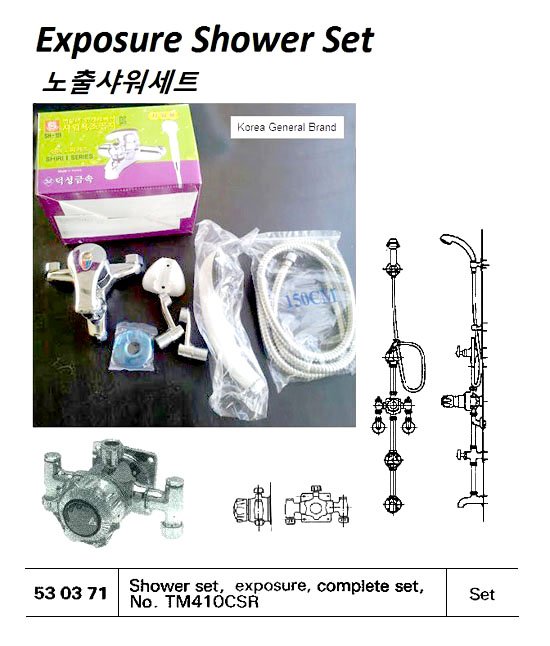 530371-SHOWER SET WITH THERMOSTATIC FAUCET 1/2? RAIL, HAND SHOWER, HOSE, TRAY WATERLINE