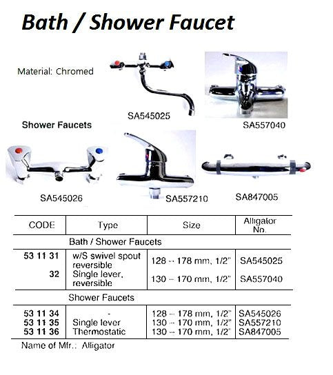 531136-FAUCET SHOWER THERMOSTATIC, 130-170MM 1/2? SA847005