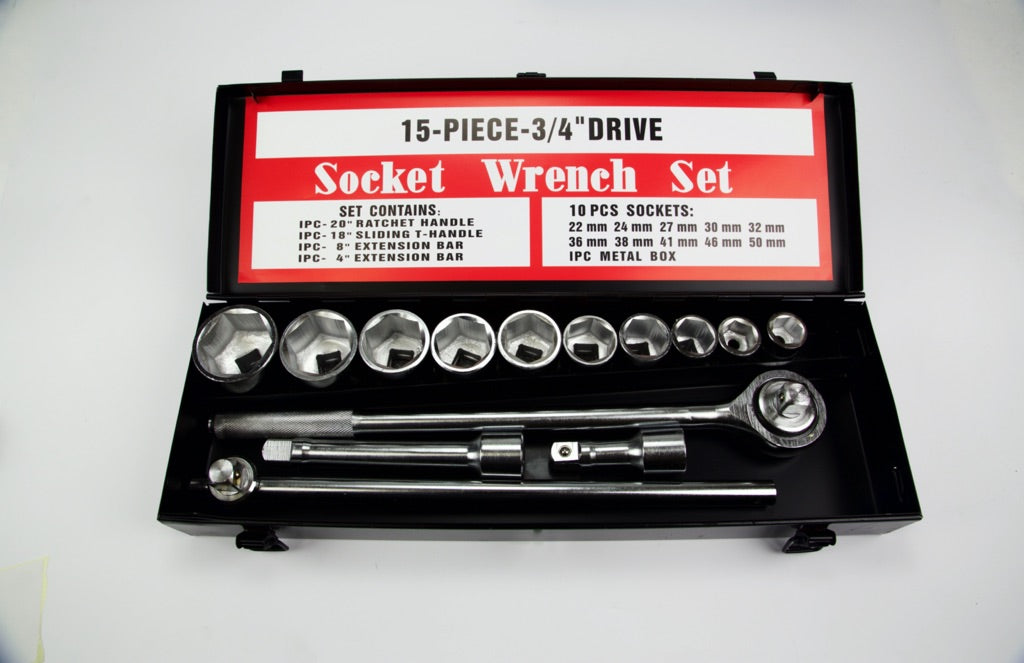 610153-SOCKET WRENCH SET 19MM/SQ DR., 24-50MM 8SOCKET/4TOOL #200MISO