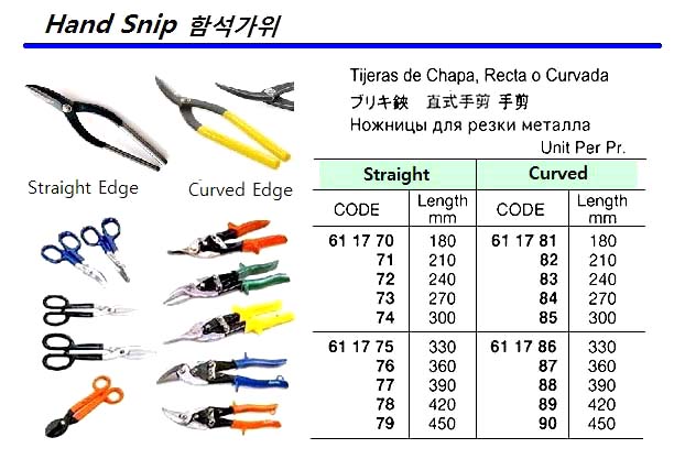 611772-SNIP HAND STRAIGHT EDGE 240MM