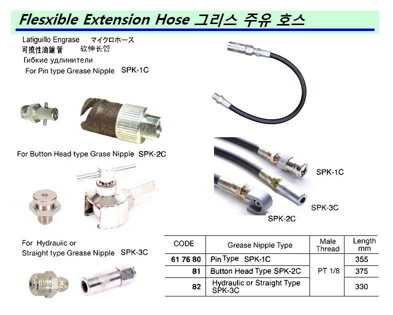 617681-FLEXIBLE EXTENSION HOSE PT 1/8, FOR BUTTON HEAD GREASE NIPPLE