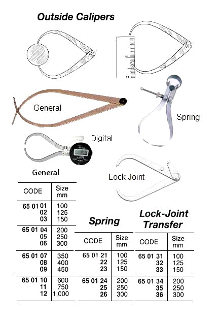 650122-CALIPER OUTSIDE WITH SPRING, 125MM