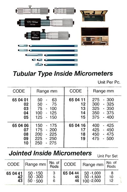 650413-MICROMETER INSIDE TUBULAR, 325-350MM IN 0.01MM GRADUATION