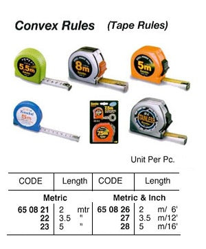 650827-RULE CONVEX STEEL METRIC&INCH, 3.5MTR/12?
