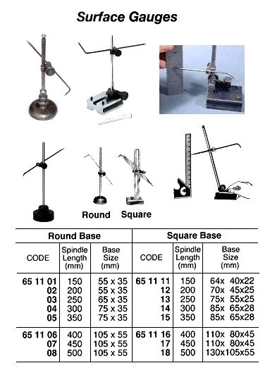 651114-SURFACE GAUGE SQUARE BASE, SPINDLE LENGTH 300MM