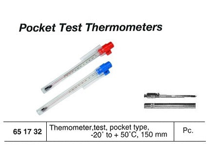 651732-THERMOMETER TEST POCKET TYPE, -20 TO 50DEG.C 150MM