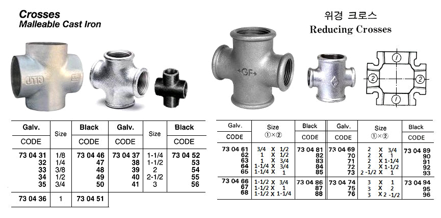 730441-CROSS MALLEABLE CAST IRON GALV, 3