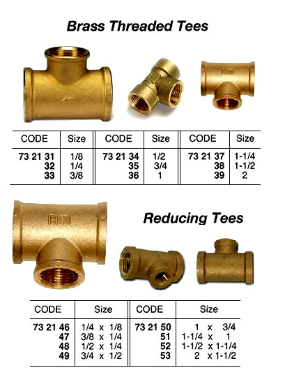 732136-TEE BRASS 1 THREADED