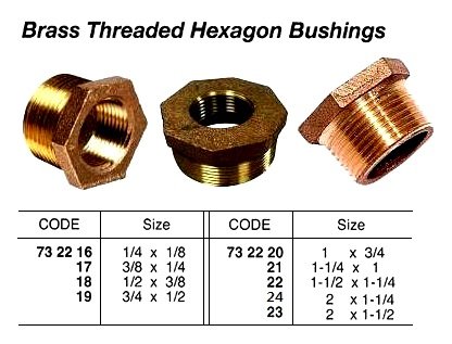 732218-BUSHING HEXAGON BRASS 1/2X3/8, THREADED