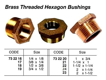 732222-BUSHING HEXAGON BRASS, 1-1/2X1-1/4 THREADED