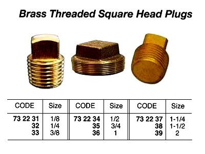 732236-PLUG SQUARE HEAD BRASS 1, THREADED
