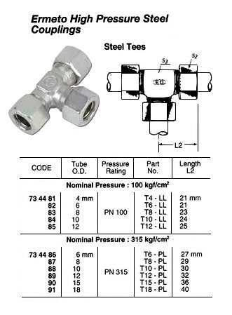 734486-TEE EQUAL H.P.STEEL ERMETO, 6MM 315KG