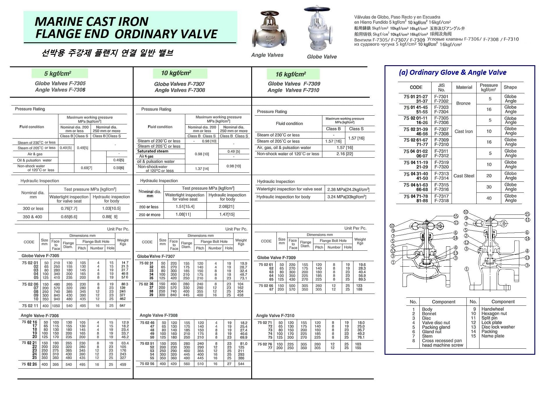 750250-ANGLE VALVE CAST-IRON FLANGED, F7308 10KG-125MM