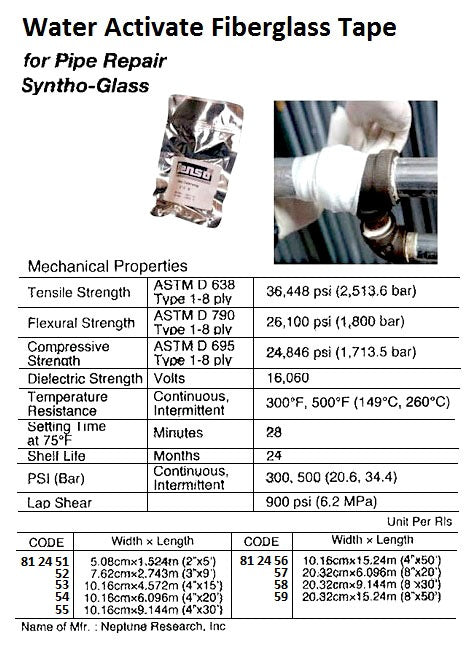 812452-TAPE WATER ACTIVATED, SYNTHO-GLASS 3? X 9?